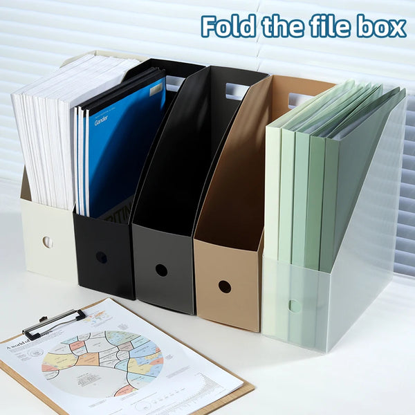 A4 File Storage Box Foldable Desktop Organizer | PP Vertical Folder with Inserts