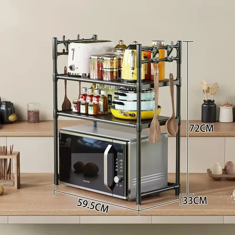 Expandable Microwave Stand - Heavy Duty Over Microwave Shelf 2/3 Tier