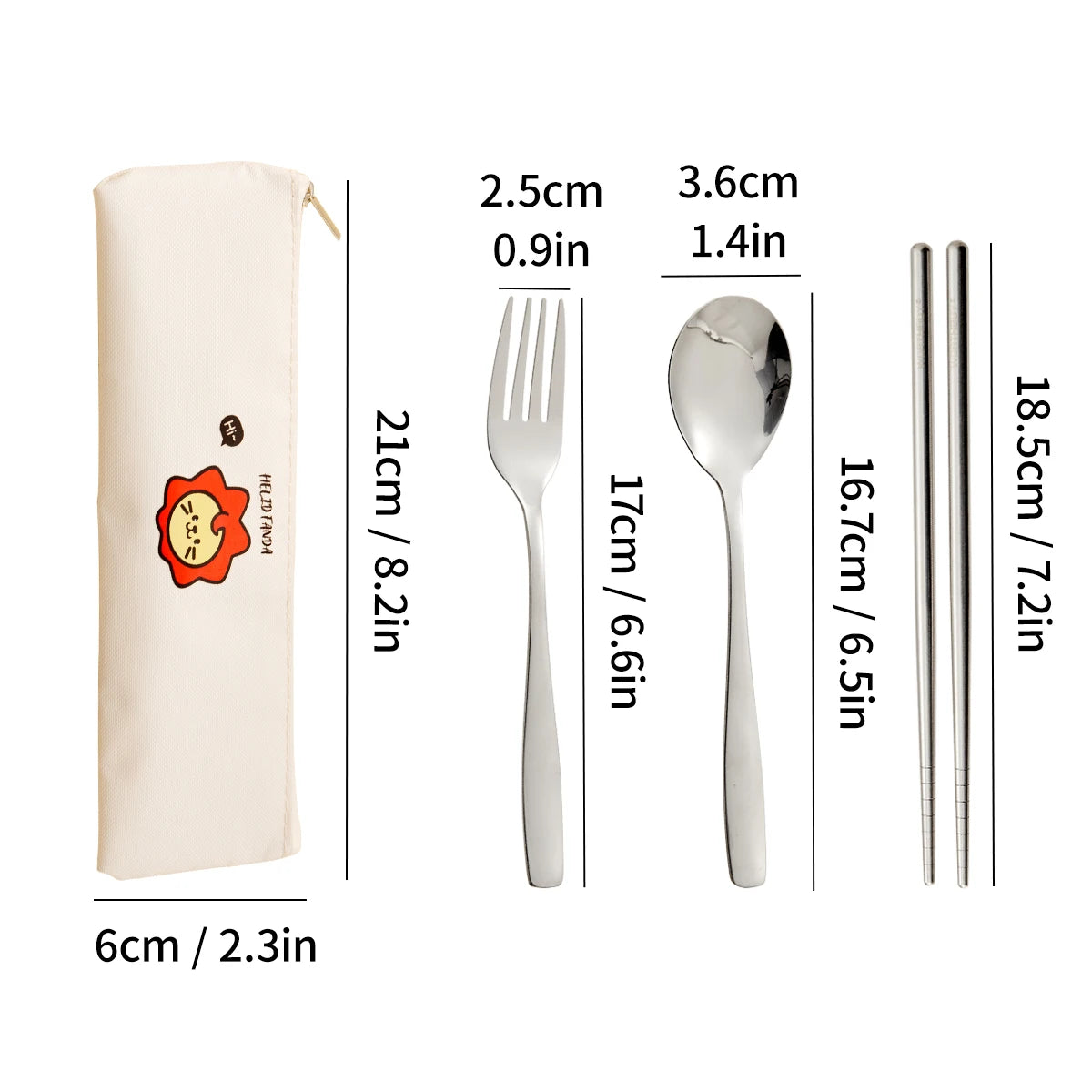 WORTHBUY Dinnerware Set Stainless Steel Cutlery Set With Tableware Bag Kitchen Utensil Travel Portable Spoon Fork Chopsticks
