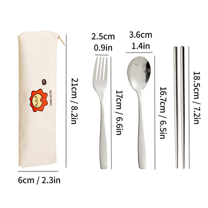 WORTHBUY Dinnerware Set Stainless Steel Cutlery Set With Tableware Bag Kitchen Utensil Travel Portable Spoon Fork Chopsticks