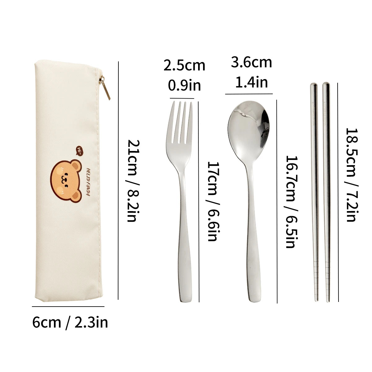 WORTHBUY Dinnerware Set Stainless Steel Cutlery Set With Tableware Bag Kitchen Utensil Travel Portable Spoon Fork Chopsticks