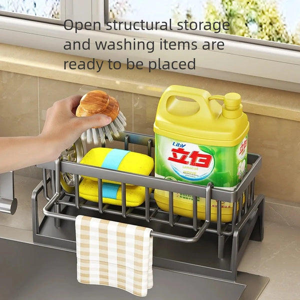 Kitchen Sink Spice Storage Shelf with Drainage Rack Tap Organizer