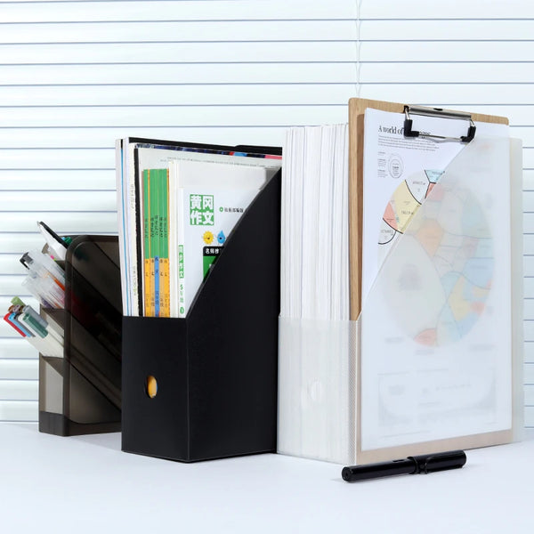 A4 File Storage Box Foldable Desktop Organizer | PP Vertical Folder with Inserts