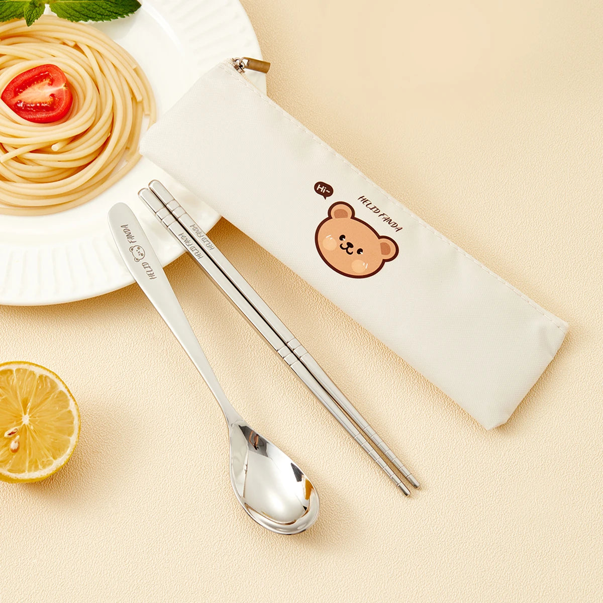 WORTHBUY Dinnerware Set Stainless Steel Cutlery Set With Tableware Bag Kitchen Utensil Travel Portable Spoon Fork Chopsticks