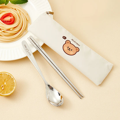 WORTHBUY Dinnerware Set Stainless Steel Cutlery Set With Tableware Bag Kitchen Utensil Travel Portable Spoon Fork Chopsticks