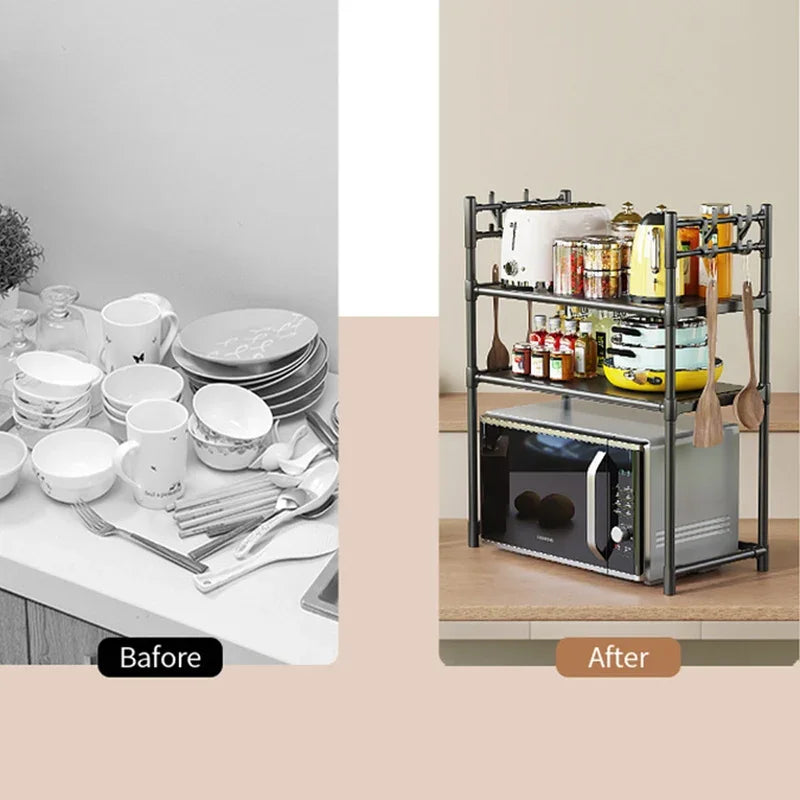 Expandable Microwave Stand - Heavy Duty Over Microwave Shelf 2/3 Tier