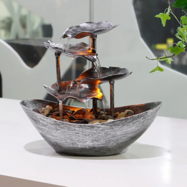 Tabletop Water Fountain with LED Lights 28x15x25cm Indoor Mini Waterfall