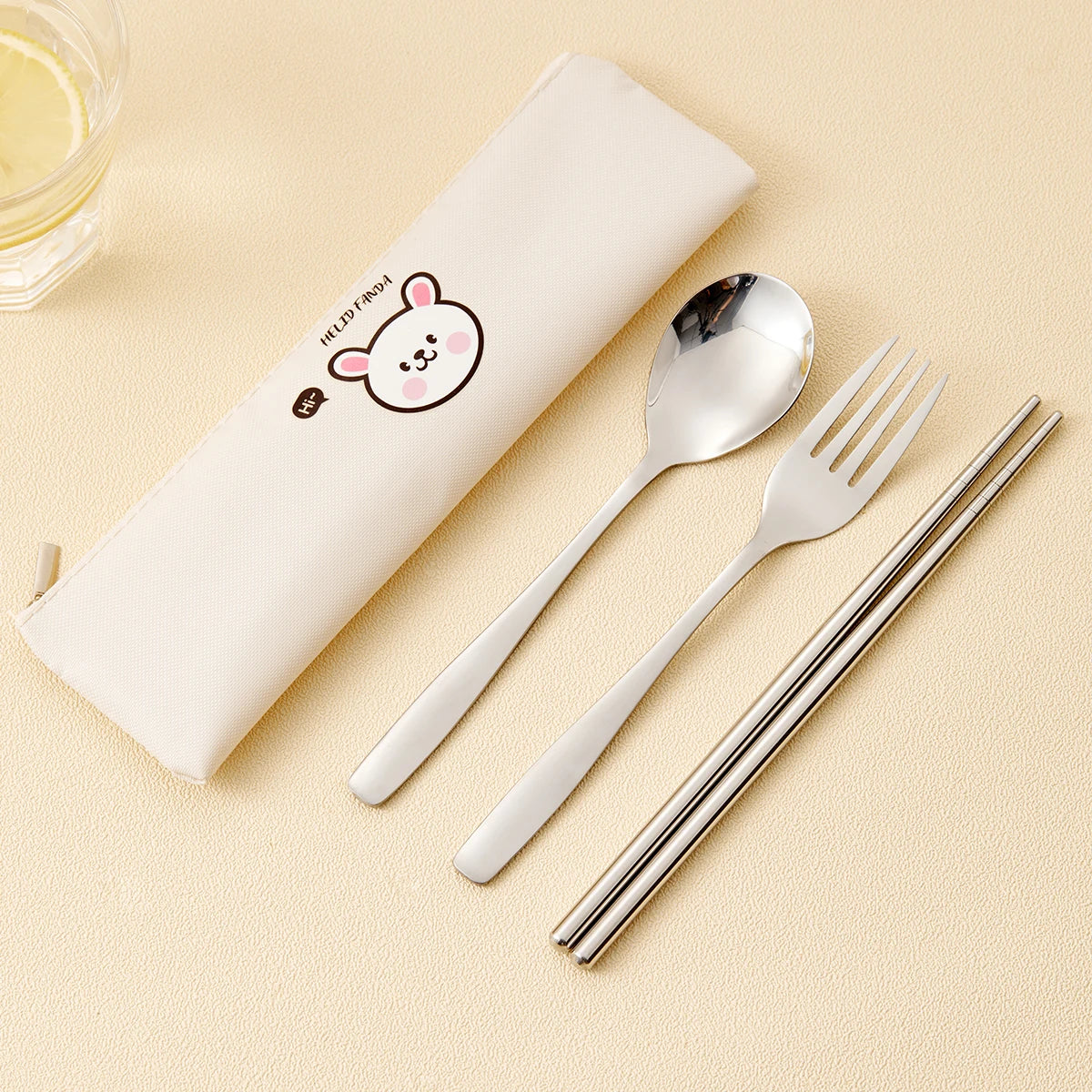 WORTHBUY Dinnerware Set Stainless Steel Cutlery Set With Tableware Bag Kitchen Utensil Travel Portable Spoon Fork Chopsticks