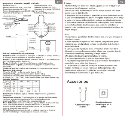 Automatic Touchless USB Rechargeable Soap Dispenser, Touchless Foaming Soap Dispenser 400ml