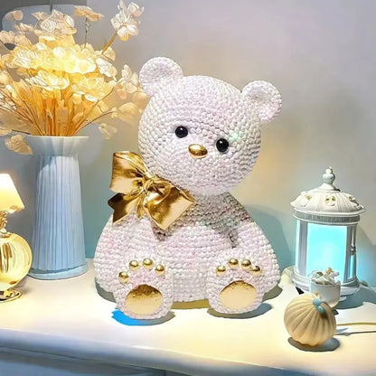 Bead Bear Resin Statue - Creative Colorful Dot Figurine Home Decor