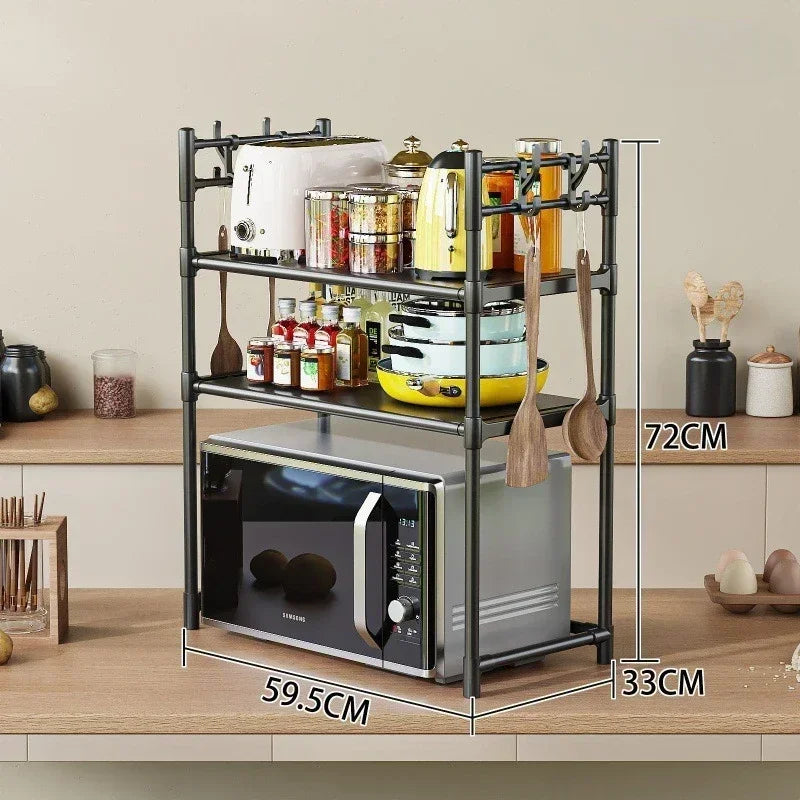 Expandable Microwave Stand - Heavy Duty Over Microwave Shelf 2/3 Tier