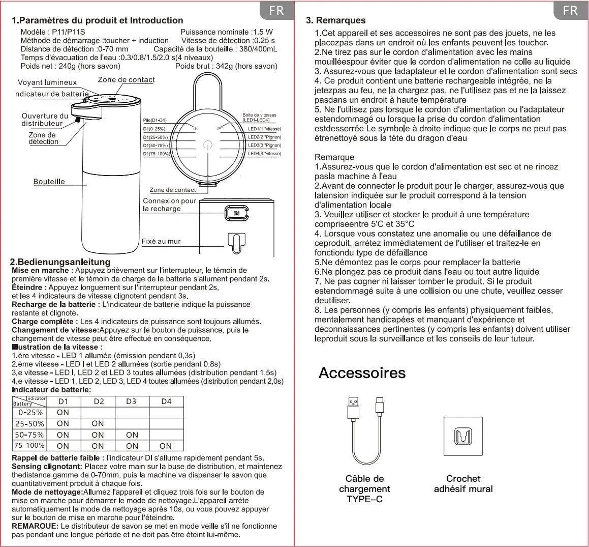 Automatic Touchless USB Rechargeable Soap Dispenser, Touchless Foaming Soap Dispenser 400ml
