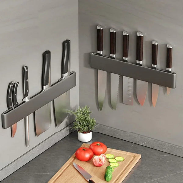 Wall Mounted Kitchen Knife Organizer Rack | Metal Storage Holder