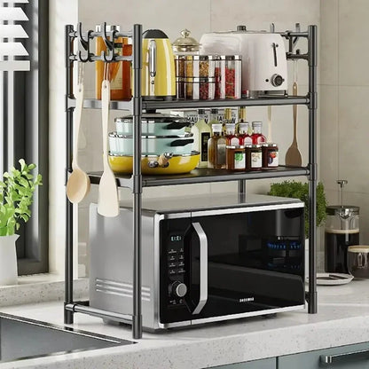 Expandable Microwave Stand - Heavy Duty Over Microwave Shelf 2/3 Tier