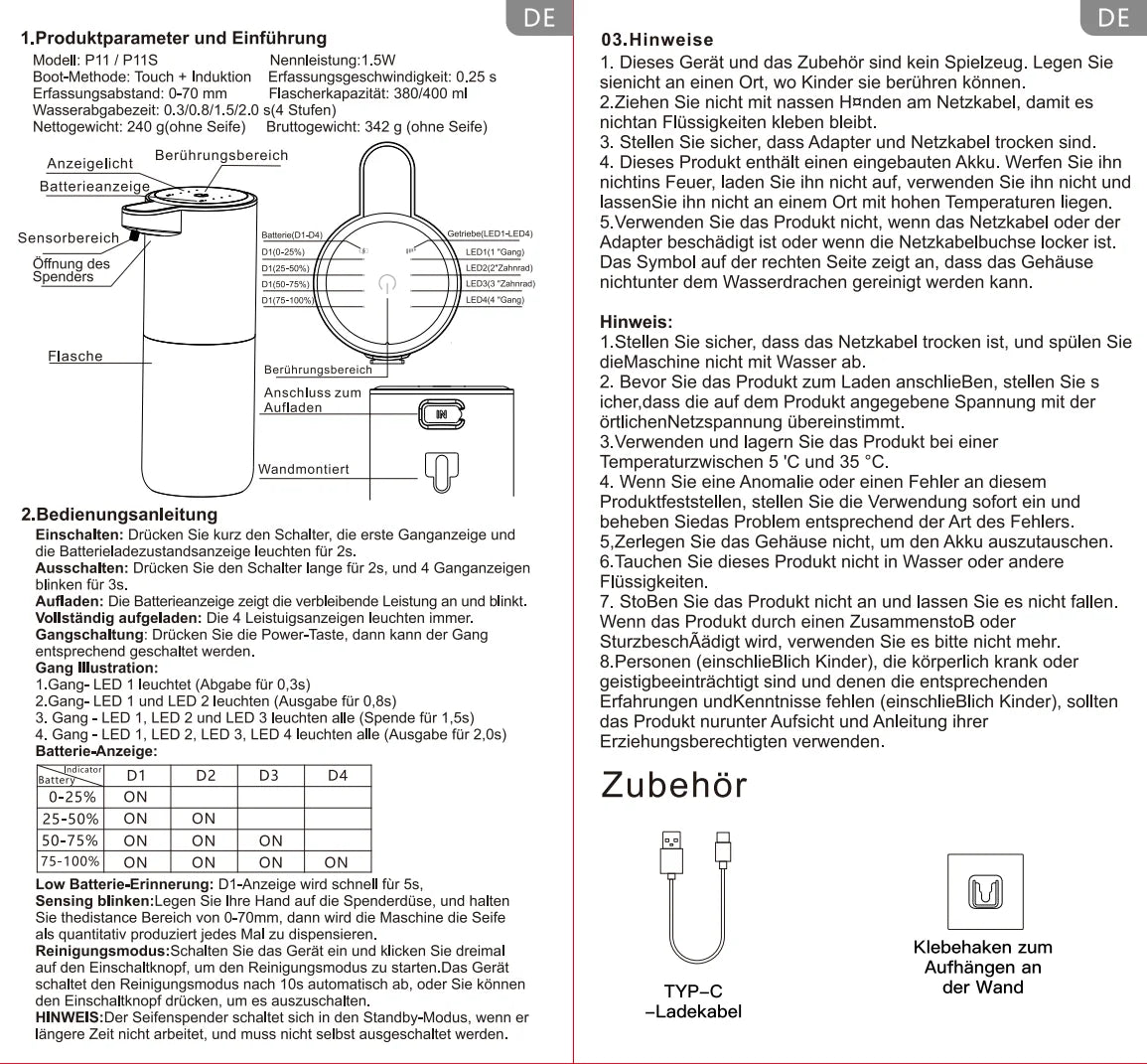 Automatic Touchless USB Rechargeable Soap Dispenser, Touchless Foaming Soap Dispenser 400ml