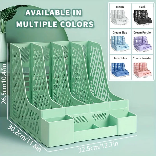 Desktop File Organizer 4 Compartments Detachable PP Space-Saving | Savory Office