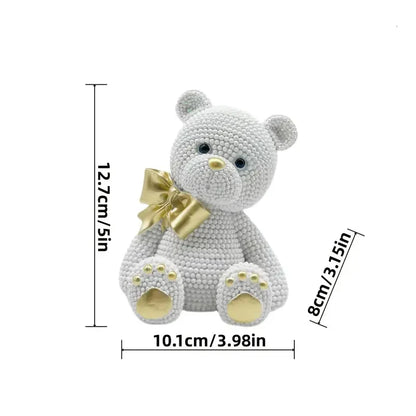 Bead Bear Resin Statue - Creative Colorful Dot Figurine Home Decor
