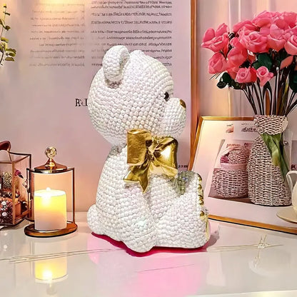 Bead Bear Resin Statue - Creative Colorful Dot Figurine Home Decor