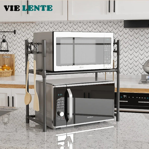 Expandable Microwave Stand - Heavy Duty Over Microwave Shelf 2/3 Tier