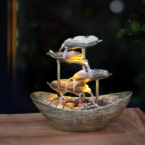 Tabletop Water Fountain with LED Lights 28x15x25cm Indoor Mini Waterfall