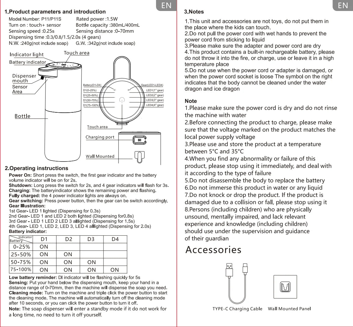 Automatic Touchless USB Rechargeable Soap Dispenser, Touchless Foaming Soap Dispenser 400ml