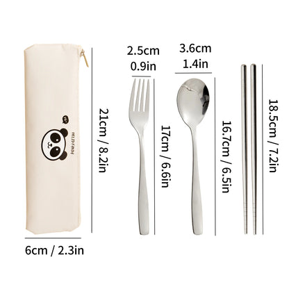 WORTHBUY Dinnerware Set Stainless Steel Cutlery Set With Tableware Bag Kitchen Utensil Travel Portable Spoon Fork Chopsticks